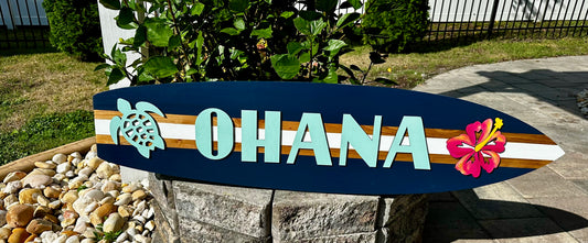 OHANA Surfboard Horizontal Sign (3 Sizes Available)