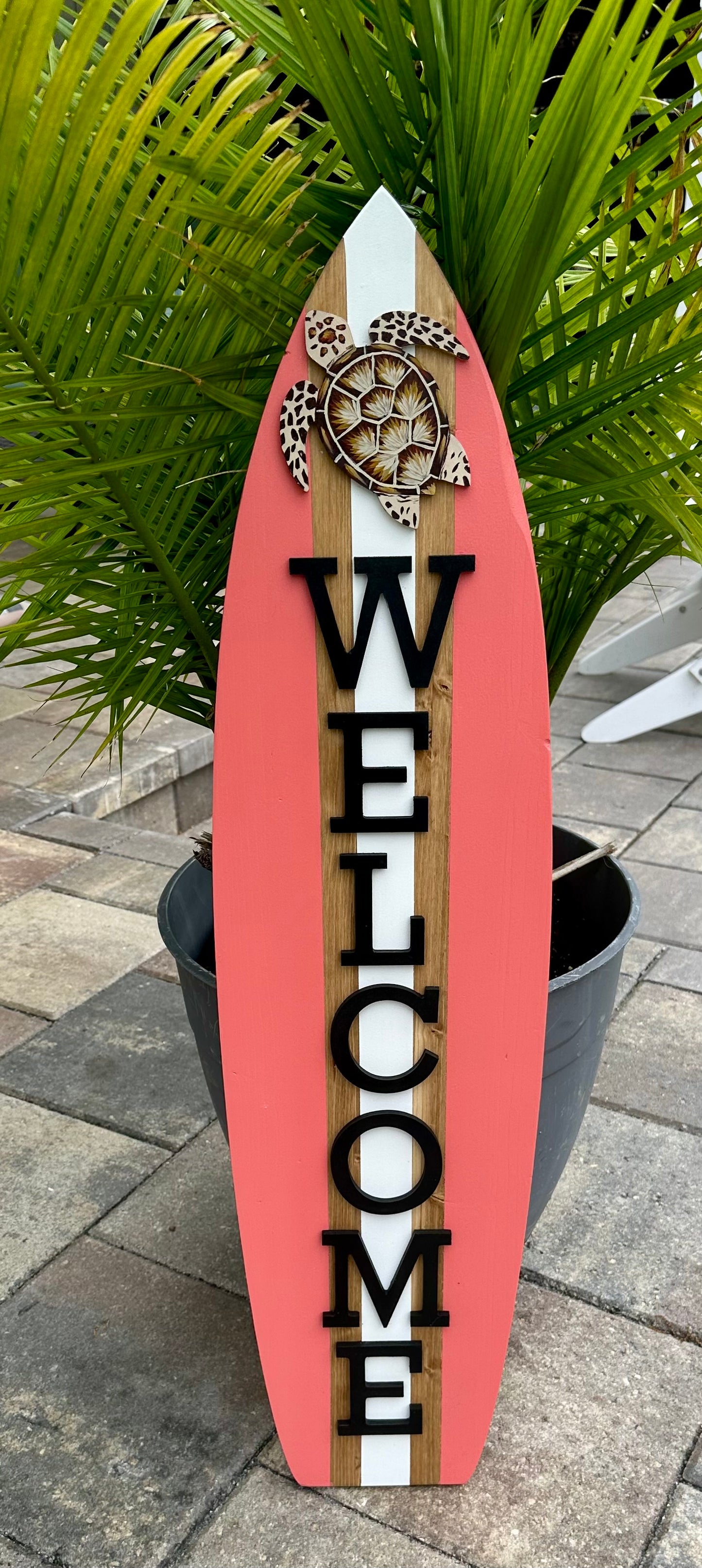 Surfboard WELCOME Sea Turtle Vertical Sign(3 Sizes Available)