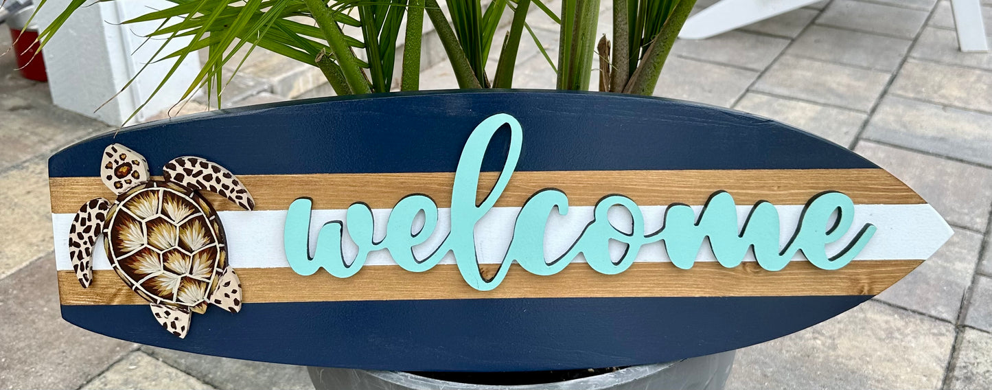 Surfboard WELCOME Horizontal Sign (3 Sizes Available)