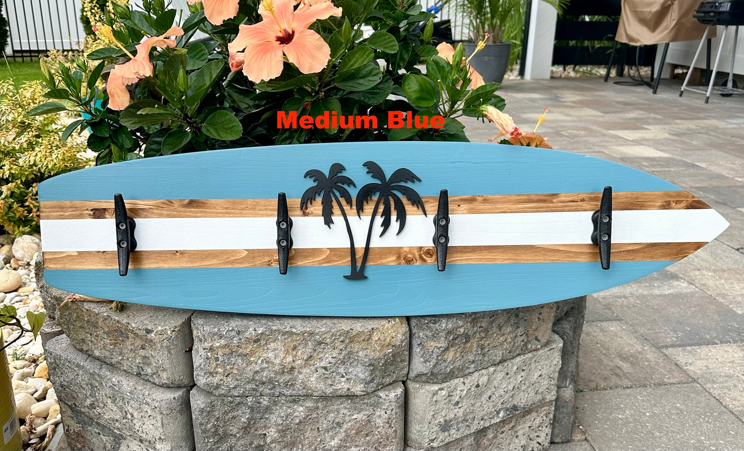 Surfboard Beach Towel Rack w/ Palm Trees (3 Sizes Available)