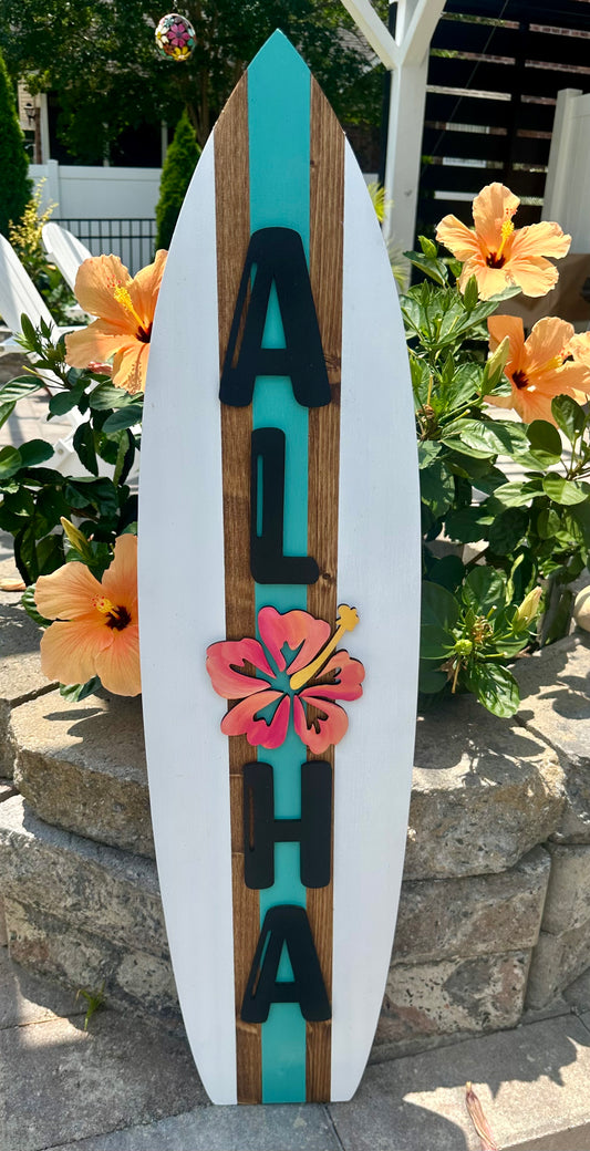 ALOHA Surfboard Vertical Sign (3 Sizes Available)