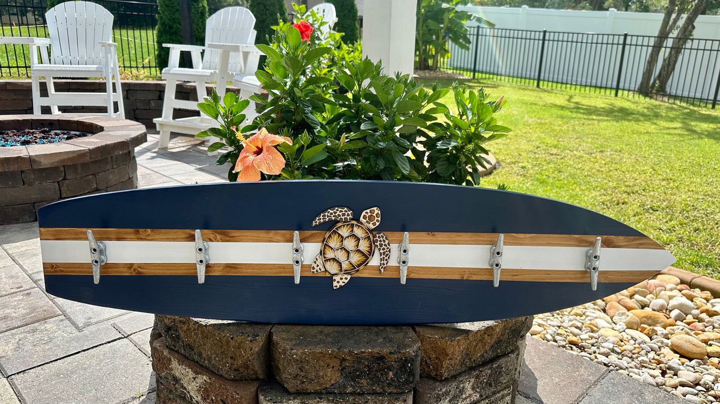 Sea Turtle Surfboard Beach Towel Rack (3 Sizes Available)