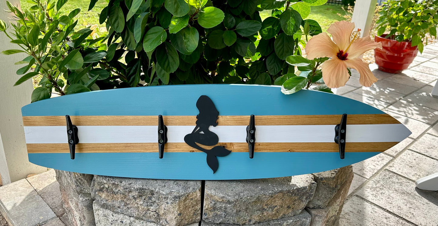 Mermaid Surfboard Beach Towel Rack (3 Sizes Available)