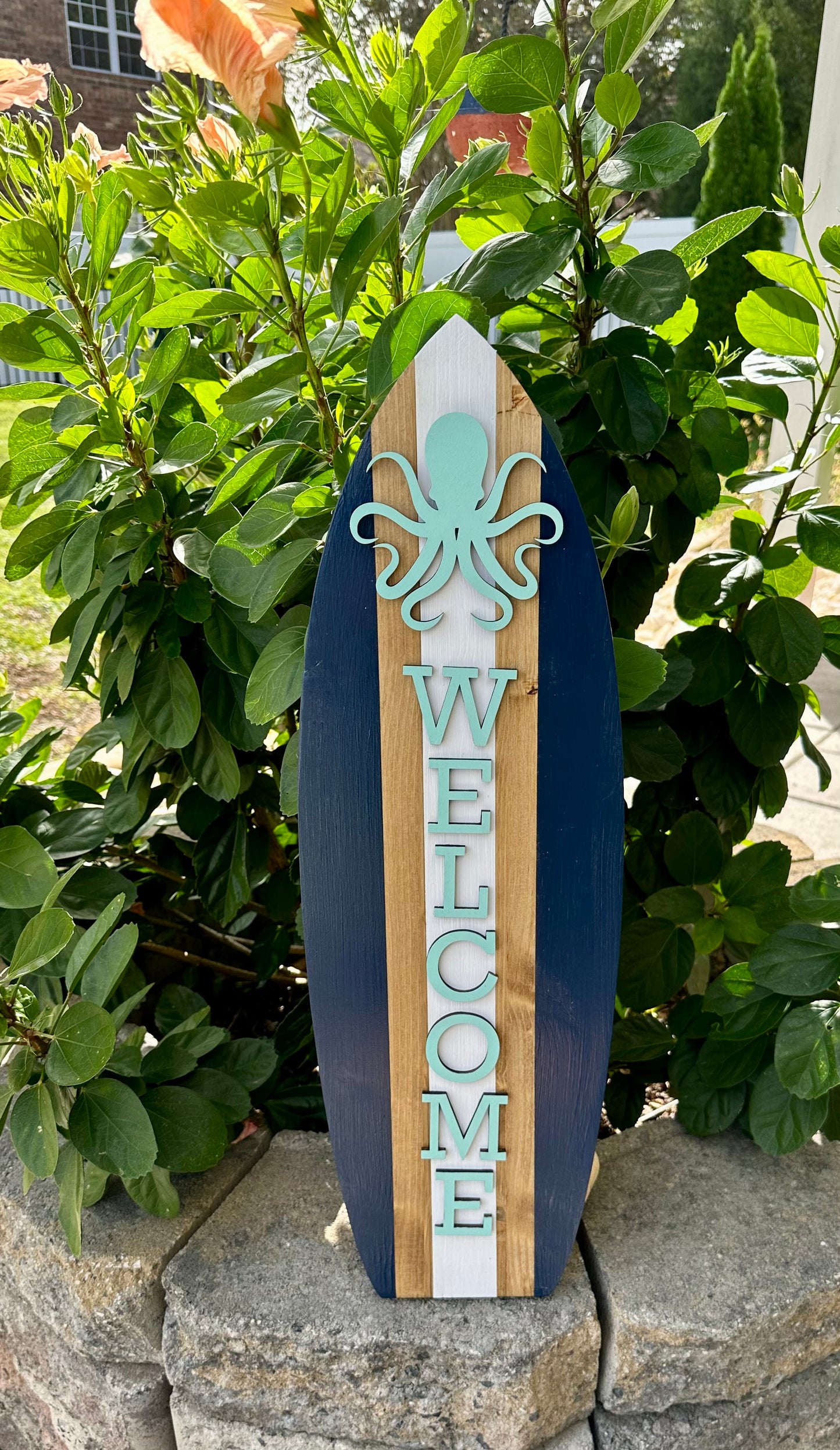 Octopus Surfboard Welcome Vertical Sign (3 Sizes Available)