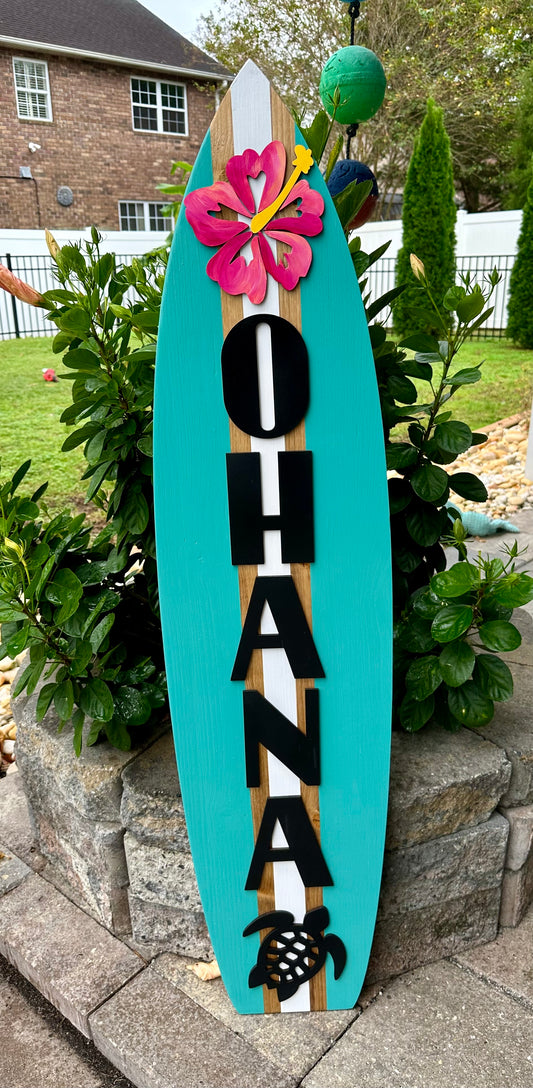 OHANA Surfboard Vertical Sign (3 Sizes Available)